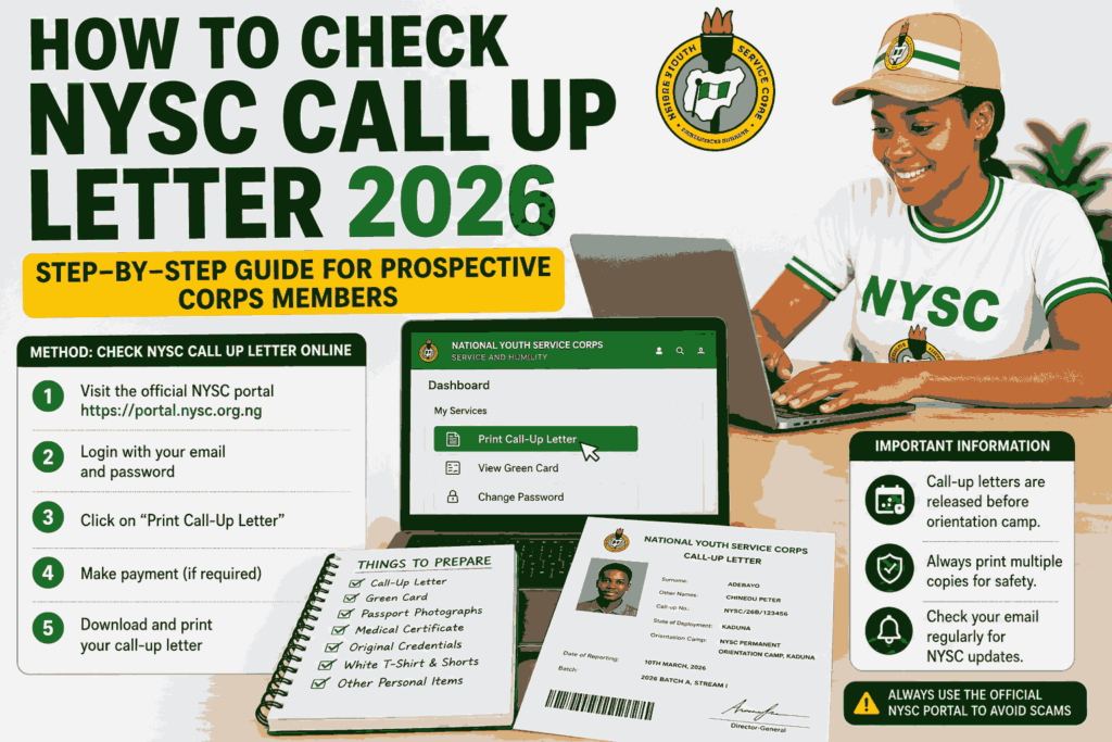 How to Check NYSC Call Up Letter 2026: Complete Step-by-Step Guide for Prospective Corps Members