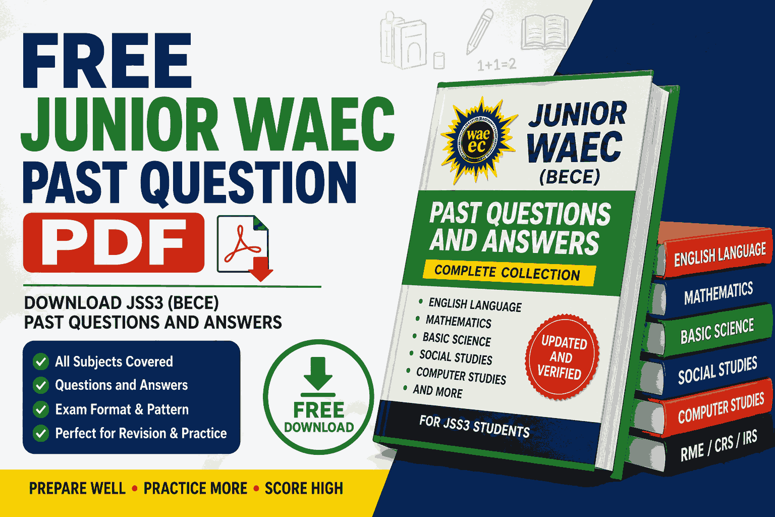 Free Junior WAEC Past Question PDF (2026): Download JSS3 BECE Past Questions and Answers