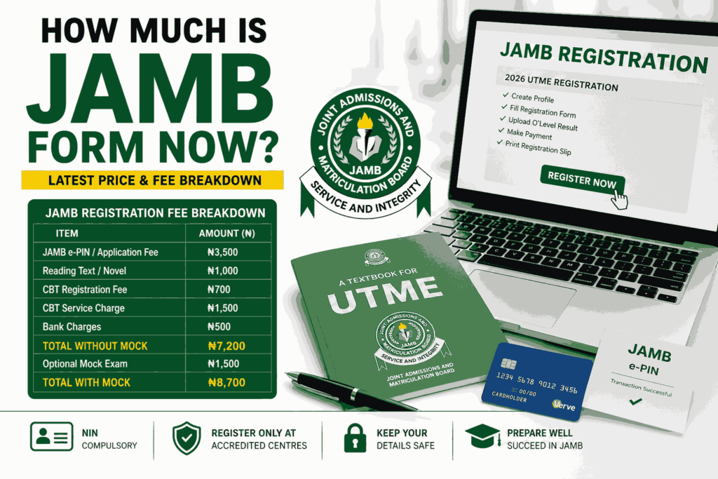 How Much Is JAMB Form Now? Latest JAMB Registration Fee Breakdown for 2026