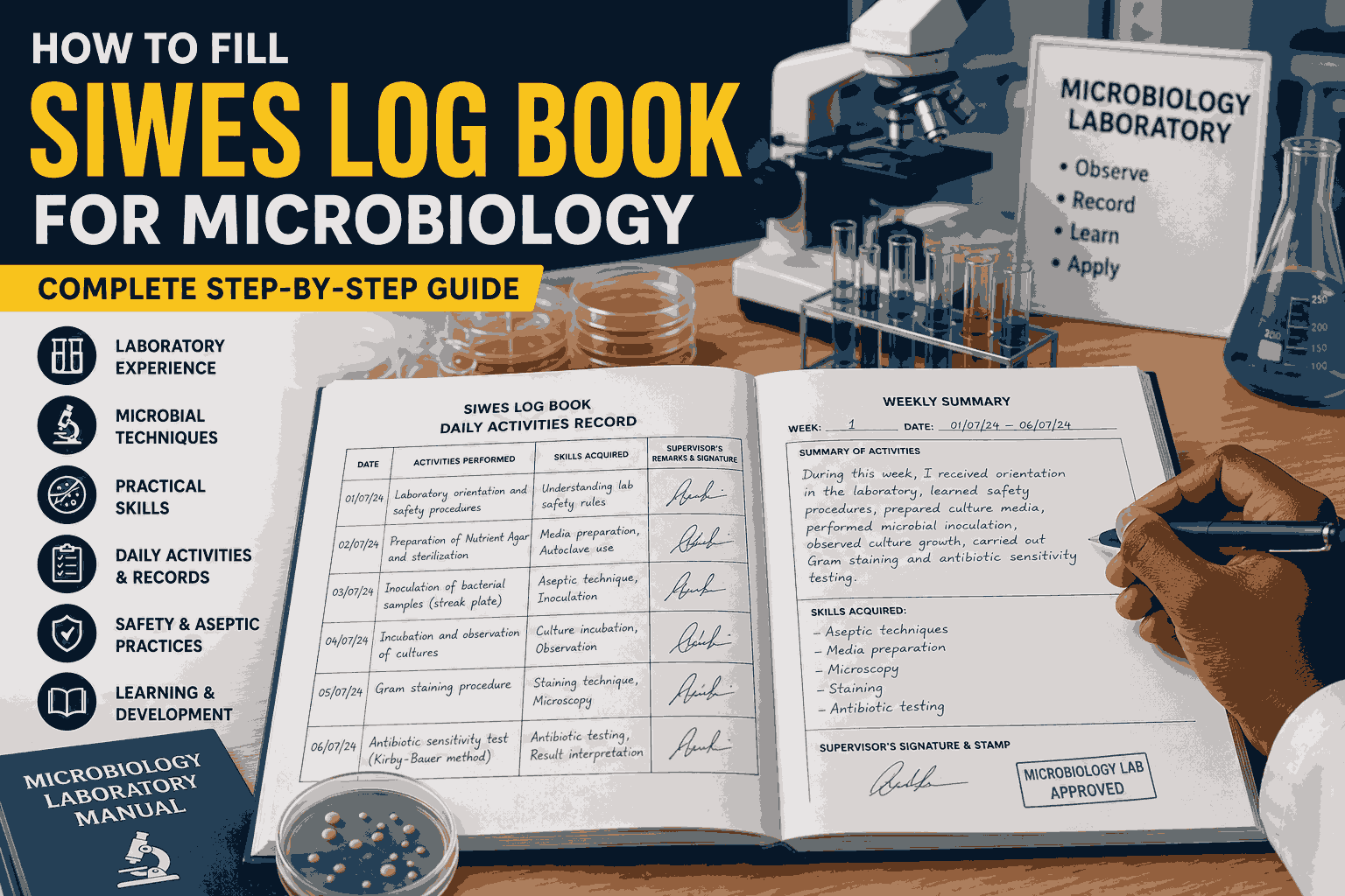 How To Fill Siwes Log Book For Microbiology Students